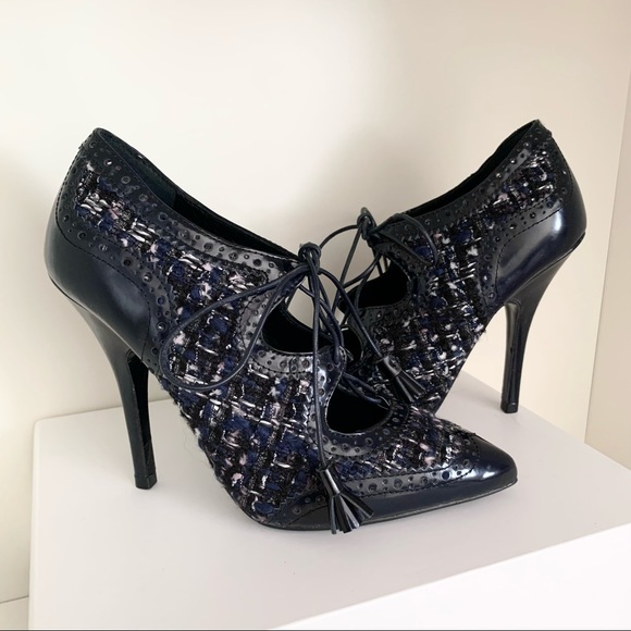 Tory Burch tweed tassel lace up oxford heels - Picture 13 of 16